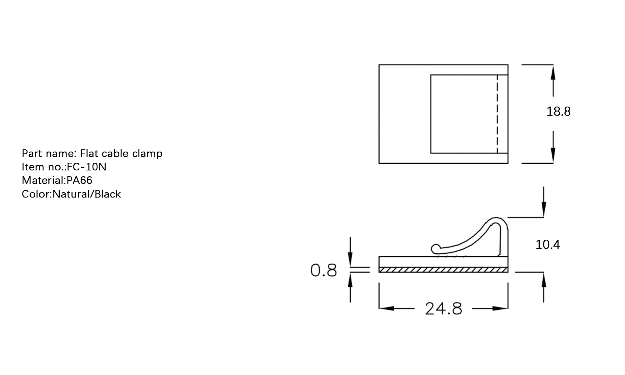 Plastic Flat Cable Clamp FC-10N